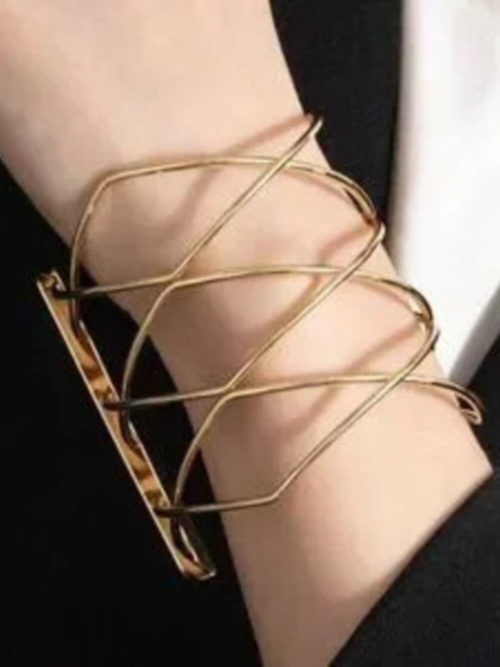 Gold 1pc Geometric Cuff Bracelet